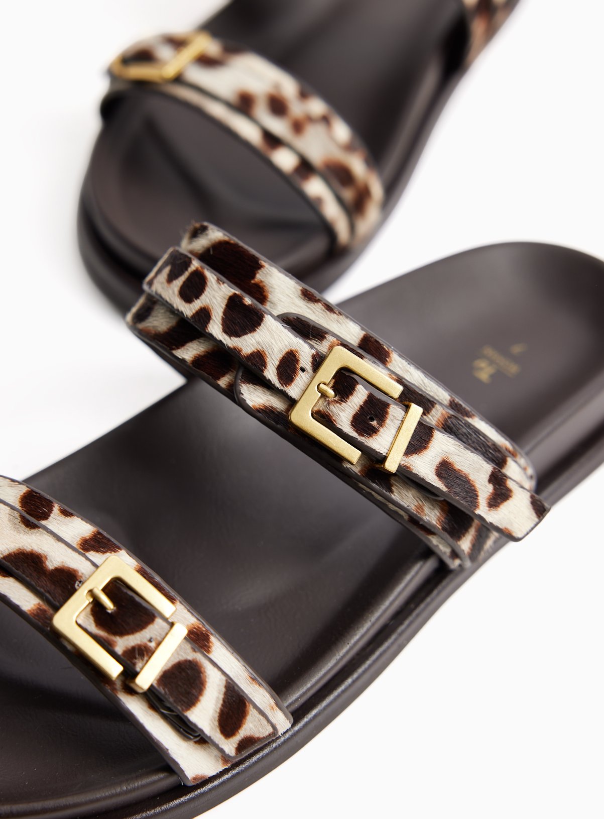 Two Strap Animal Print Leather Sandals 3 - Image 3 thumbnail